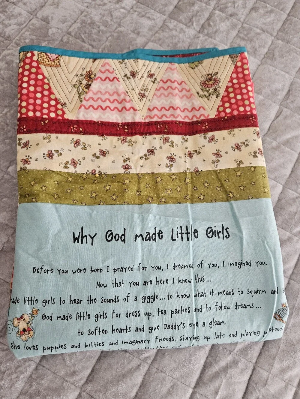 Handmade Why God Made Little Girls Patchwork Baby Quilt 42x51 New